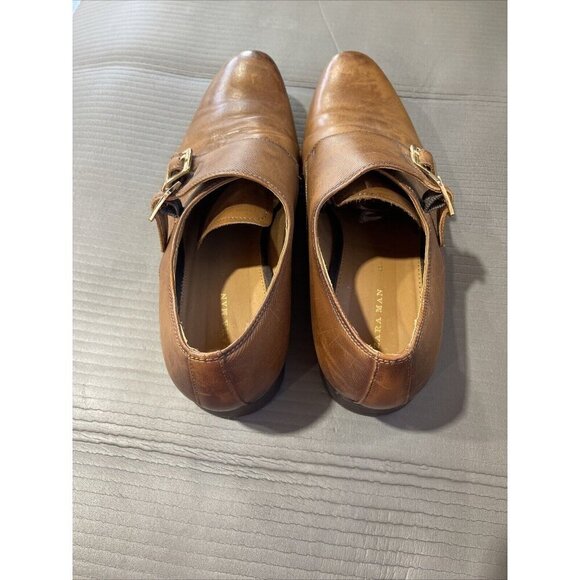 Zara Leather monk strap shoes Size 41 Brown 2452/302/105 531 255/95 - Picture 3 of 15